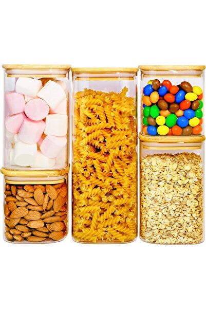 Generic KEEP MASTER Square Glass Food Storage Jars Set 1000/1500/2500ml with ...