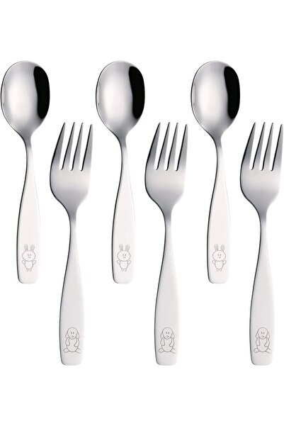 Exzact Children'S Cutlery Stainless Steel 6Pcs/ Kids Fork And Spoon Set - Dog...