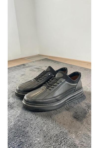 eforia 2608 Black Genuine Leather Full Orthopedic Casual Men's Shoes