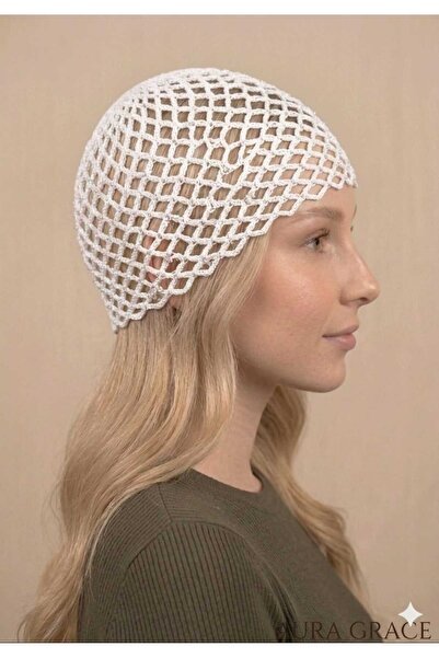 Netodak Hand Knitted Mesh Hair Cap Vintage Boho Beach Coquette Style Glitter ...