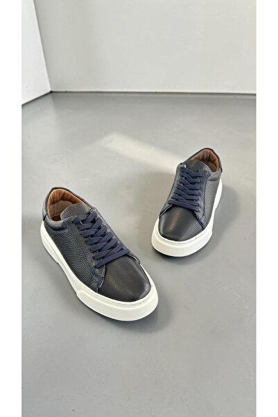 eforia 2620 Navy Blue Genuine Leather Full Orthopedic Casual Daily Men's Shoes