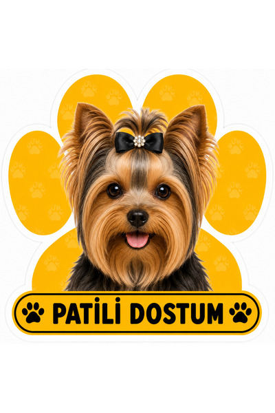 Parti Tasarla Pawed Friend Yorkshire Terrier Dog Sticker Label |   20X15 cm S...