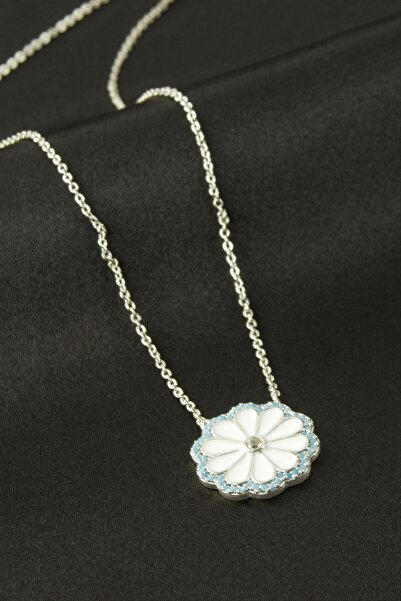 Generic Brand Gelalsat Daisy Enamel Zircon Stone Necklace - (211433) Silver C...