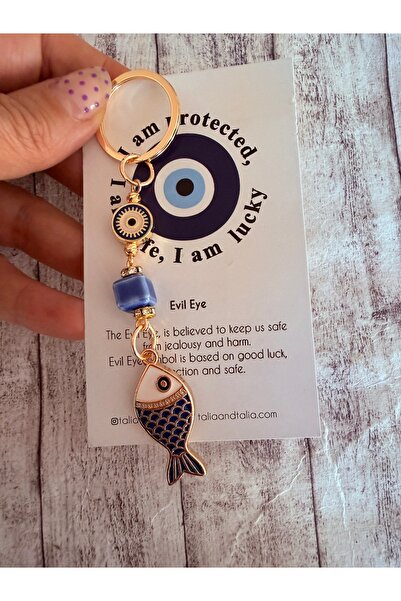 Talia&Talia Evil Eye Beaded Fish Keychain, Gift Keychain