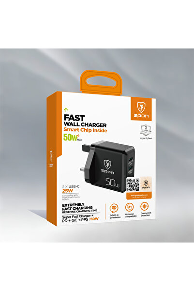 Spon 50W Dual Usb-C Wall Charger