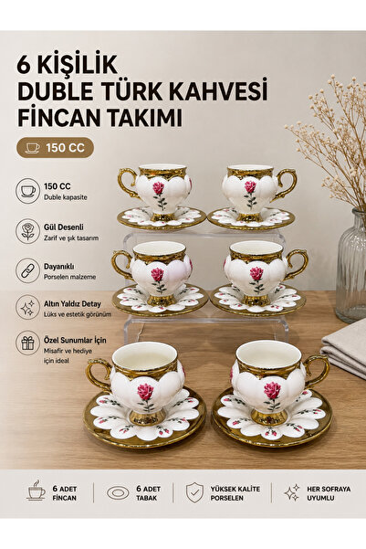 Store 6 Kişilik Duble Türk Kahvesi Fincan Takımı – 150 CC