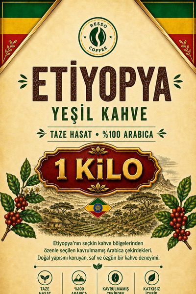 Avantaj Etiyopya %100 Arabica Yeşil & Çiğ Kahve Çekirdeği 1 Kilo