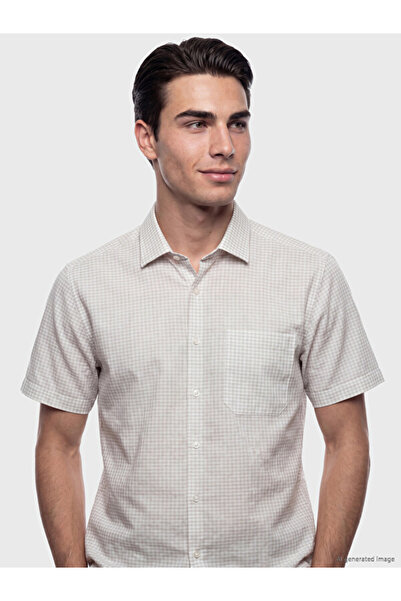 LC Waikiki Rmz Gi̇yi̇m Farkiyla Standard Fit Checkered Embroidered Men's Shirt