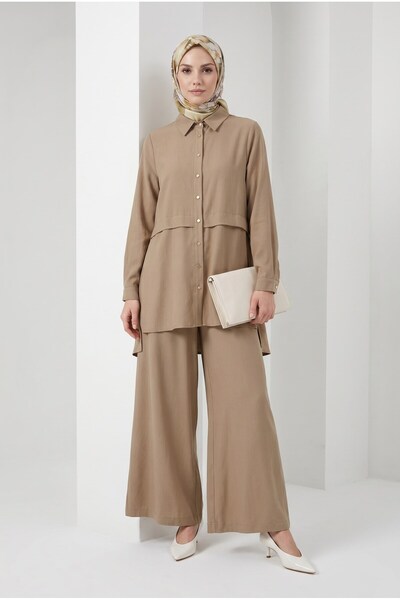 Armine TREND Casual Cut Shirt Collar Trousers Two-Piece Suit Mink 26Yt607