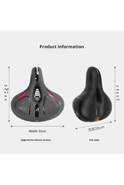 tur bike Geniş Rahat Sele Kırmızı Şeritli Ortopedik Koltuk Bisiklet / E-bike Uyumlu