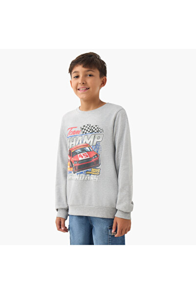 Juniors Graphic Print Sweatshirt with Long Sleeves