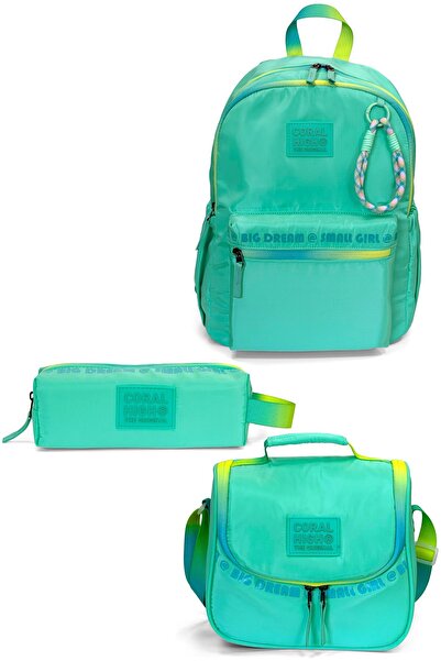 Coral High Водно зелен комплект ученическа чанта от 3 части SET0124426