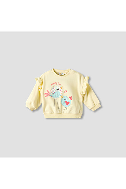 Juniors Bow Print Sweatshirt with Long Sleeves