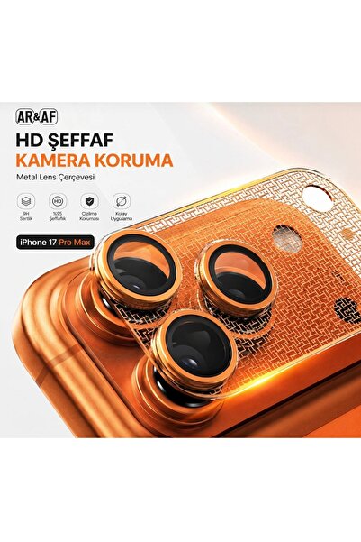 MEKTEK iPhone 17 Pro Max Compatible Metal Framed Camera Glass / Lens Protective Glass with Ar and Af Features