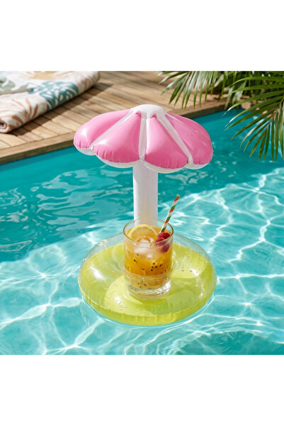 AquaLisse Pembe Şemsiye Şişme Havuz Bardak Tutucu Altlığı - Gölgelikli Model