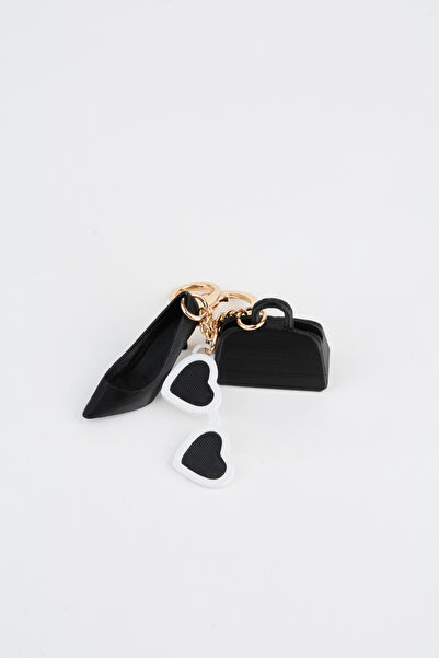 Vivaq Black Mini Figured 3D Print Charm Bag Accessory Keychain