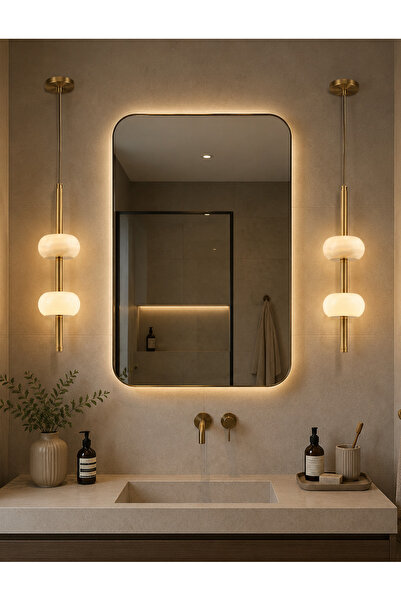 bella lighting Exclusive Premium Mermer Tekli Avize Marble Tasarım Sarı Altın...
