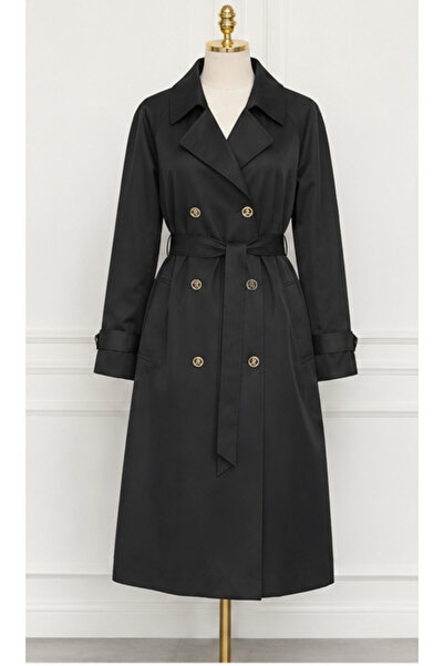 The Grade Double-Breasted Long Trench Coat, Women's Seasonal Trench Coat, Gol...