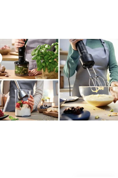 Bosch Serie 4 El Blenderı Paslanmaz Çelik Dörtlü Bıçak Teknolojisi 1000 W Siy...