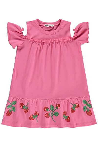 Civil Girls Strawberry Patterned Dress for 2-5 Years - Pink