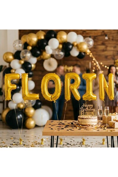 Flippy Baloane Folie Metalizate, Flippy, Set FLORIN, Heliu sau Aer, Pai inclu...