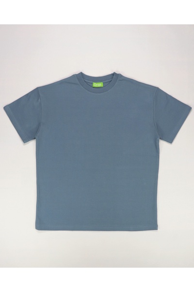 Unisex Rouch Blue Baskısız %100 Pamuk T-Shirt