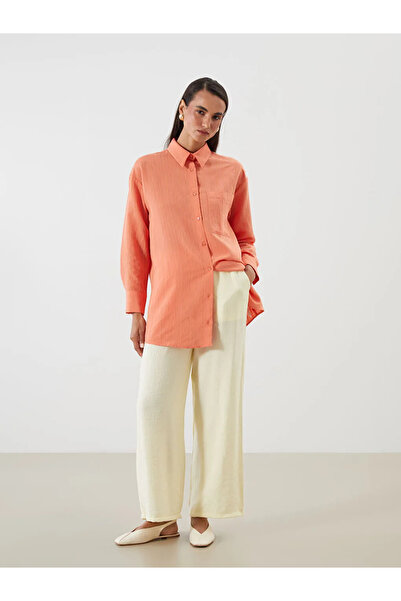 LC Waikiki Yellow Elastic Waist Textured Women's Trousers