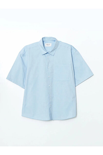 LC Waikiki Blue Comfortable Fit Short Sleeve Men's Shirt