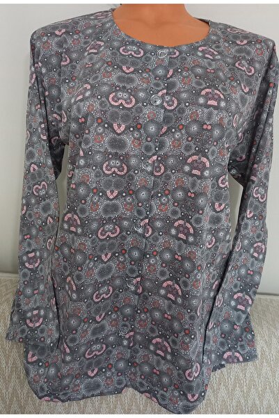 Anne Er Clothing Paper Print Combed Cotton Blouse Long Sleeve Front Buttoned ...