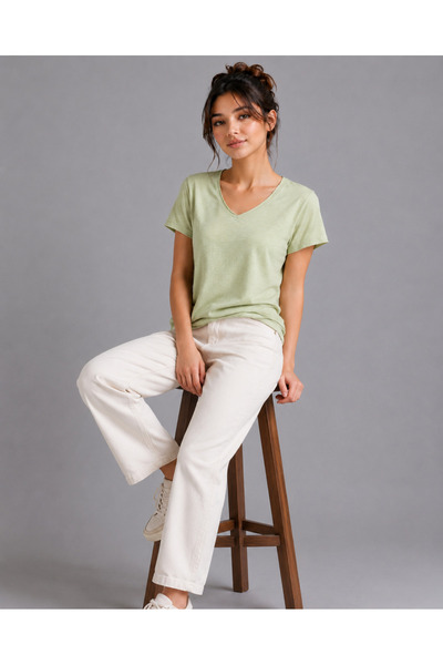 WE&ME Women's Basic Short Sleeve T-Shirt Soft Textured 100% Cotton Casual T-Shirt