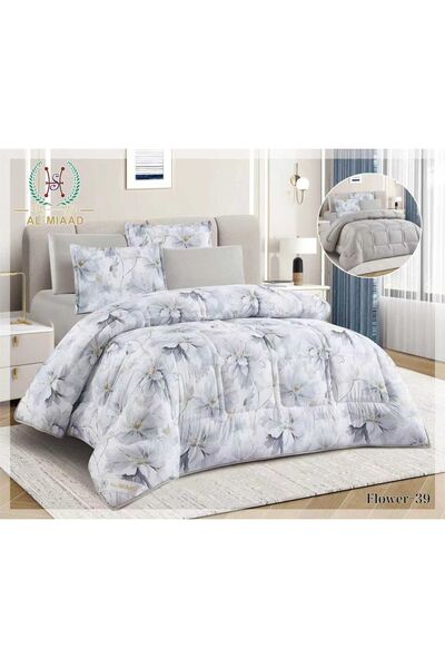 ALMIAAD Flower Puffed Microfiber Double-Sided Quilted Comforter with Fixed Fi...