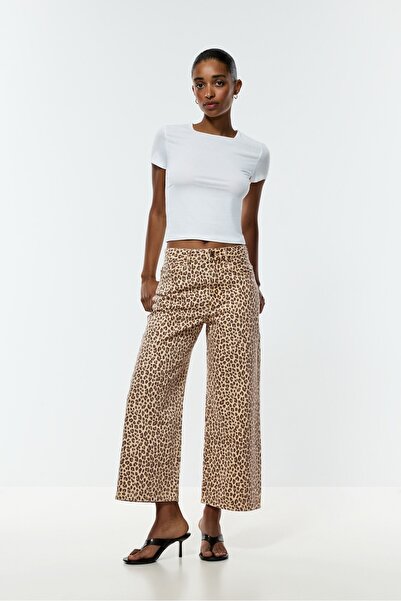 LEFTIES Leopar desenli culotte jean