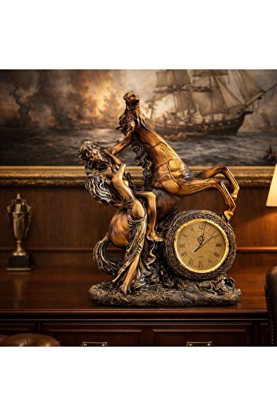 Vivendo Ceas decorativ statueta – Cuplu romantic si cal cabrat, stil clasic e...