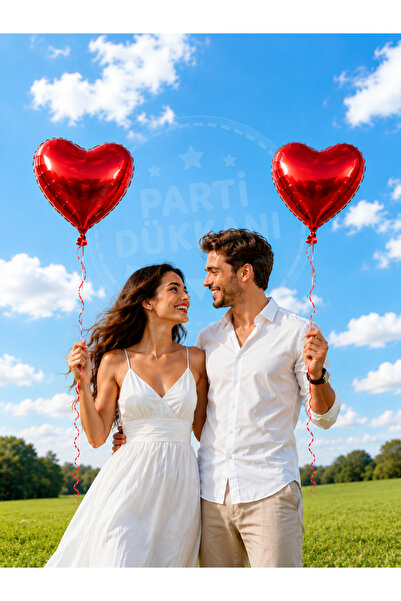 Parti Dükkanı 2 Pieces Red Heart Foil Balloon 18 Inch Helium Compatible |   V...