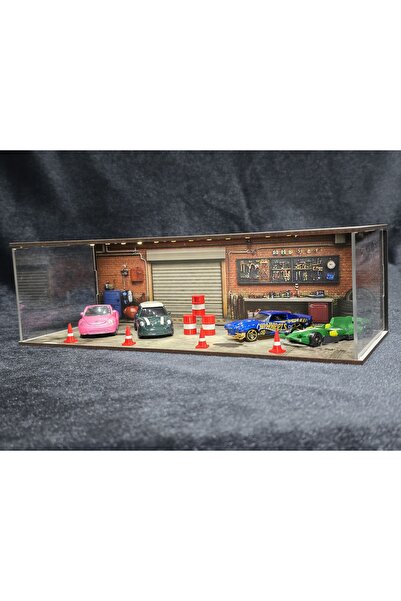 fabrikahşap Eco 1/64 Diorama Garaj Model Araba Standı Hotwheels Mini Gt Kolek...
