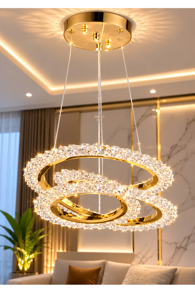 Grecia ثريا عصرية حلزونية ذهبي 3 اضاءات LED متغيرة 30w | تصميم عصري أنيق يندم...