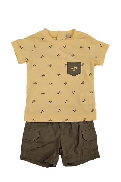 OEM Set 2 piese pentru copii, tricou cu pantaloni scurti, galben-maro deschis...