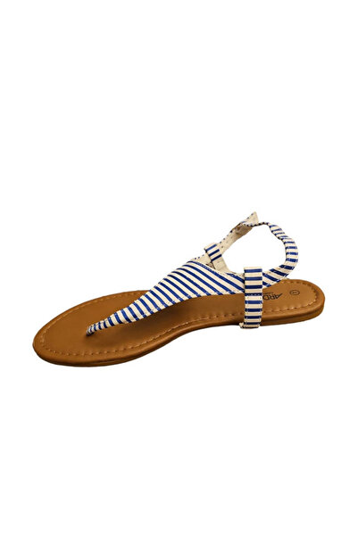 OEM Papuci dama din piele artificiala, Brant din spuma, Ardene, dungi albe/bl...