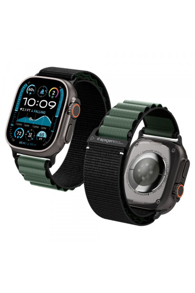 Spigen Каишка WBF1 за Apple Watch 49mm/ 46mm/ 45mm/ 44mm Серия, Черен Зелен A...