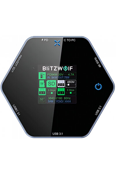 BlitzWolf Hub USB-C BW-TH16, 8 în 1, Gri