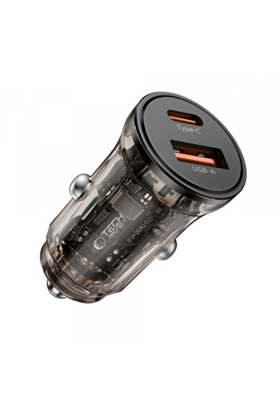 Tech-Protect Incarcator Auto CC01, 45W, 5A, 1 x USB-A - 1 x USB-C, Negru