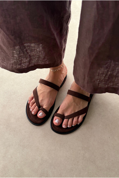 Mupa Shoes Дамски пантофи от кафяв велур