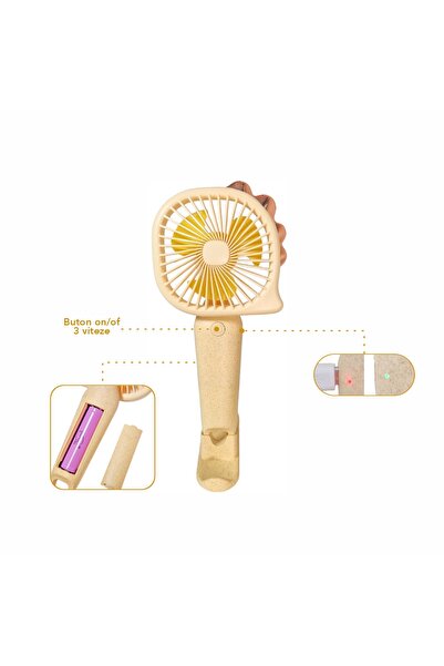 Naimeed Company Ventilator, cu baterie, Naimeed D5825, USB, Galben, 112x212x43 mm