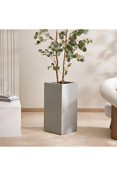 PAN HOME Catalina Polyresin Square Planter 34x34x70cm - Grey