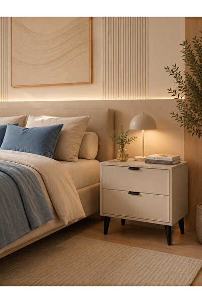 shop Artiwood Nordic Bej Komodin | 2 Çekmeceli | 1 Adet | 50x40x45 cm
