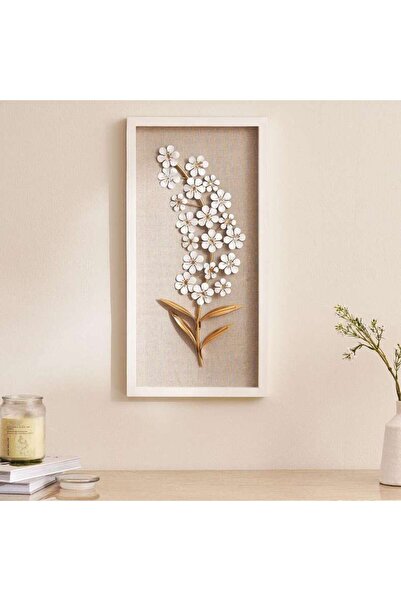 PAN HOME Francesca Floral Framed Wall Decor 30x4.4x60cm-white