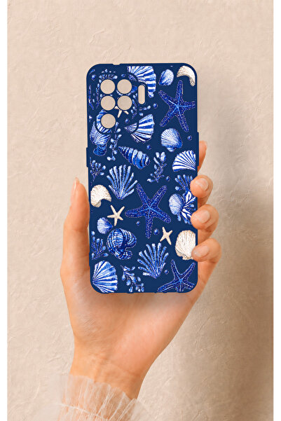Vip Case Oppo Reno 5 Lite Uyumlu Deniz Kabuğu Desenli Silikon Kılıf