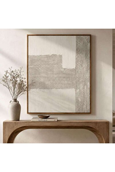 PAN HOME Plastra Textured Canvas Framed Wall Art 82.5x102.5cm - Natural