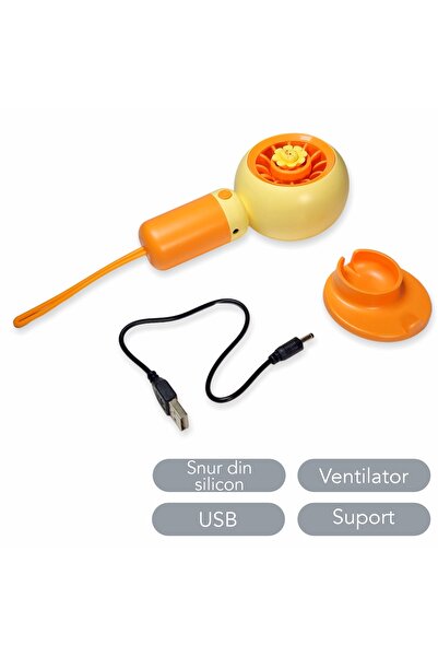 Naimeed Company Ventilator, cu baterie, Naimeed D5830, USB, Portocaliu, 80x150x57mm