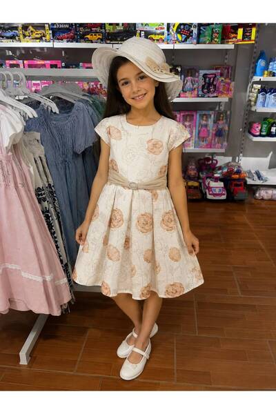 XX Girls' Flower-Patterned Dress with Hat